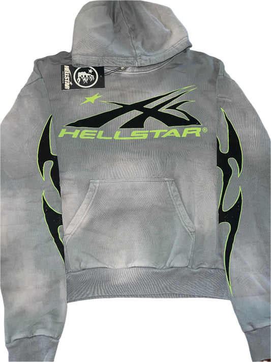 GREY AND GREEN SPORT HELLSTAR HOODIE