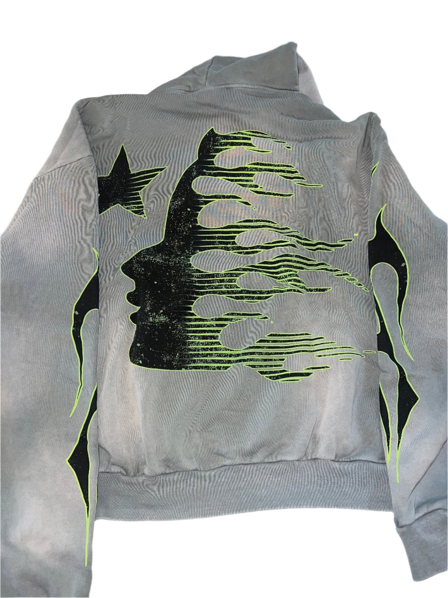 GREY AND GREEN SPORT HELLSTAR HOODIE